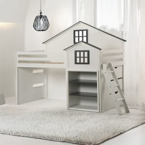 Ratana Contemporary Loft Bed in Gray and White Finish by Acme - BD02052