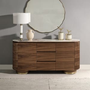 Willene Server w/Ceramic Top in Beige/Ceramic Top and Walnut Finish by Acme - DN03148