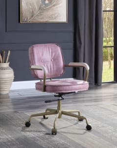 Siecross Office Chair in Pink Top Grain Leather Finish by Acme - OF00400