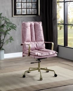 Tinzud Office Chair in Pink Top Grain Leather Finish by Acme - OF00439