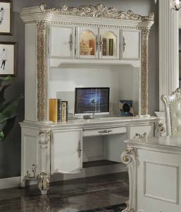 Vendome 2 Piece Computer Desk and Hutch in Antique Pearl Finish by Acme - OF01519