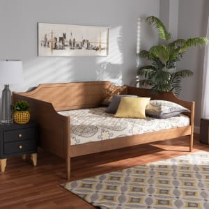 Alya Traditional Farmhouse Full Daybed in Walnut Brown Finish by Baxton Studio - BAX-MG0016-1-Walnut-Daybed-Full