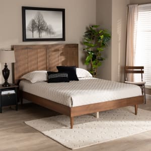 Nicola Platform Bed in Ash Walnut Finish by Baxton Studio - BAX-Nicola-Ash Walnut-Queen