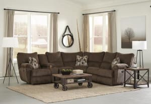 Elliott Lay Flat Reclining Sectional in Chocolate Chenille Fabric by Catnapper - 225-CH