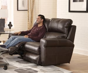 Torretta Power Lay Flat Reclining Loveseat in Chocolate Leather by Catnapper - 64572-CH