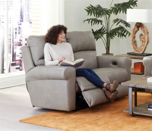 Torretta Power Lay Flat Reclining Loveseat in Putty Leather by Catnapper - 64572-P