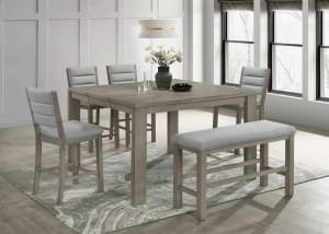 Renwick 5 Piece Counter Height Dining Room Set in Brown and Grey Finish by Crown Mark - CM-2750AG-6P