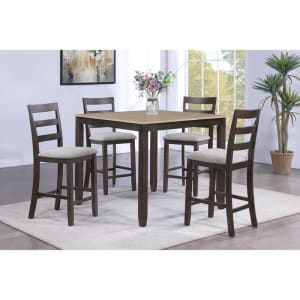 Branson 5 Piece Rectangular Counter Height Dining Room Set in Light Brown Finish by Crown Mark - CM-2755LB-SET