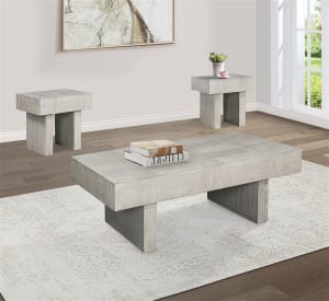 Crawley 3 Piece Cocktail Table Set in Textured Wood Finish by Crown Mark - CM-4214SET