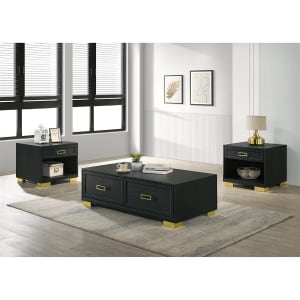Pepe 3 Piece Rectangular Cocktail Table Set in Black Finish by Crown Mark - CM-4600-3P