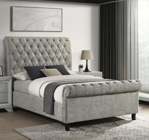 Kate Queen Platform Bed in Light Grey Tweed Finish by Crown Mark - CM-5103LG-Q