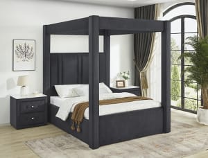 Jayla Queen Canopy Bed in Black Finish by Crown Mark - CM-5117BK-Q