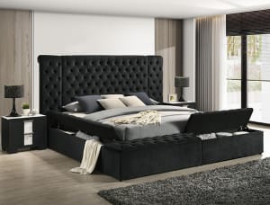 Liliana Storage Queen Bed in Black Finish by Crown Mark - CM-5203BK-Q