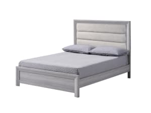 Adelaide Queen Upholstered Bed in Drift Wood Finish by Crown Mark - CM-B6712-Q