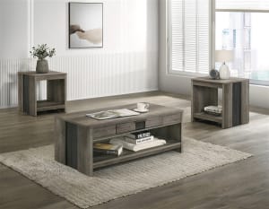 Rangley 3 Piece Cocktail Table Set in Grey/Brown Finish by Crown Mark - CM-B6830-CE-SET