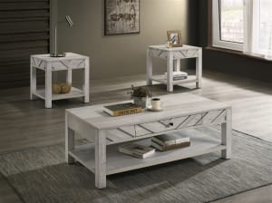 Valor 3 Piece Cocktail Table Set in Distressed Finish by Crown Mark - CM-B9330-CE-SET