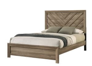 Valor Queen Panel Bed in Light Brown Finish by Crown Mark - CM-B9332-Q