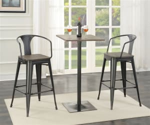 Cavalier 3 Piece Square Bar Set in Dark Elm/Black Finish by Coaster - COA-100730