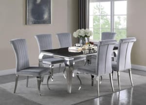 Carone 5 Piece Dining Set in Stainless Steel Finish by Coaster 105071-G
