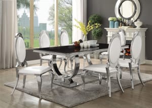Antoine 5 Piece Dining Set in Glass and Chrome Finish by Coaster - 107871