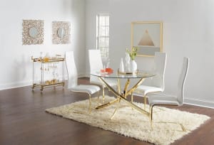 Chanel 5 Piece Dining Table Set in Brass Finish by Coaster - 108441