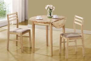 3 Piece Dining Set in Natural Finish by Coaster - 130006