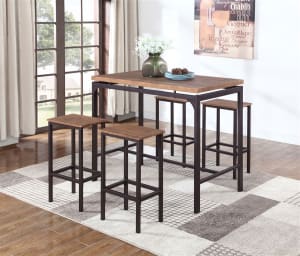 Santana 5 Piece Counter Height Bar Set in Weathered Chestnut Finish by Coaster - COA-182002
