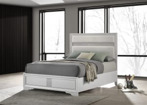 Miranda Upholstered Queen Panel Bed in White Finish by Coaster - COA-205110Q