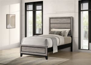 Valen Twin Panel Bed in Light Taupe Finish by Coaster - 215911T