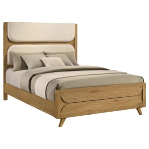 Bennett Queen Upholstered Panel Bed in Light Oak Finish by Coaster - 222901Q