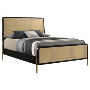 Arini Queen Panel Bed in Black and Natural Finish by Coaster - 224330Q