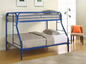 Morgan Twin Full Bunk Bed in Blue Finish by Coaster - 2258B
