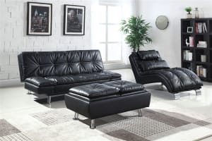 Dilleston Sofa Bed in Black Leatherette Upholstery by Coaster - 300281