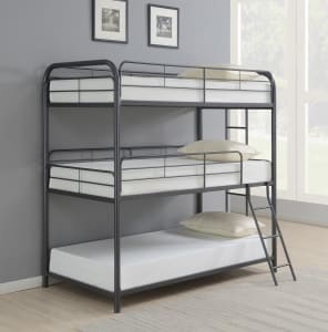 Garner Triple Twin Bunk Bed in Gunmetal Finish by Coaster - 400777