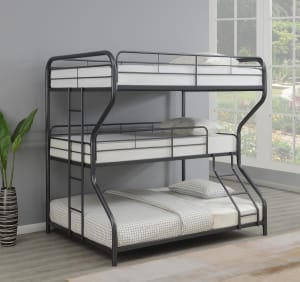 Garner Triple Bunk Bed in Gunmetal Finish by Coaster - 400778
