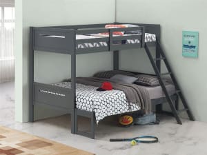 Littleton Twin Full Bunk Bed in Grey Finish by Coaster - 405052GRY