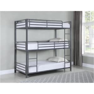 Maynard Triple Twin Bunk Bed in Gunmetal Finish by Coaster - 422670