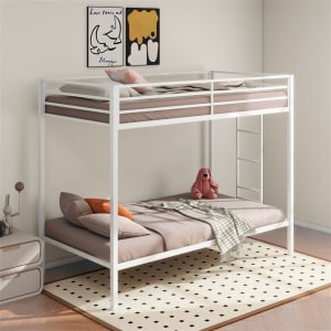 Alevera Twin/Twin Bunk Bed with Ladder in Matte White Finish by Coaster - 460361WHT