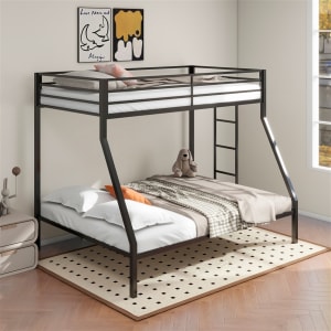 Alevera Twin/Full Bunk Bed with Ladder in Matte Black Finish by Coaster - 460365BLK