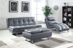 Dilleston Sofa Bed in Grey Leatherette Upholstery by Coaster - 500096
