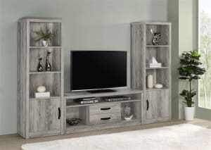 Burke 59"Inch 3-Piece TV Stand Entertainment Center in Grey Driftwood Finish by Coaster - COA-701024-3