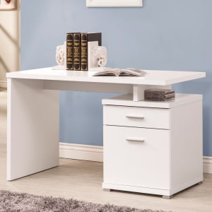 Reversible Writing Desk with File Drawer in White Finish by Coaster - 800110