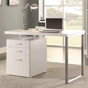 Reversible Writing Desk with File Drawer in White Finish by Coaster - 800325
