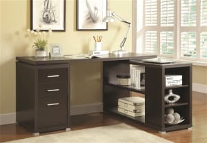 Yvette L Shaped Desk in Cappuccino Finish by Coaster - 800517