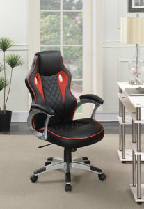 Black and Red Leatherette Adjustable Height Office Chair by Coaster - 801497