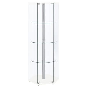 Zahavah 4-Shelf Hexagonal Clear Glass Curio Cabinet in White Finish by Coaster - COA-950001