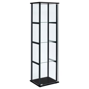 Cyclamen 4-Shelf Clear Glass Curio Display Cabinet in Black Finish by Coaster - COA-950171