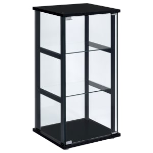 Cyclamen 3-Shelf Clear Glass Curio Display Cabinet in Black Finish by Coaster - COA-950179