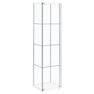 Bellatrix 4-Shelf Clear Glass Curio Cabinet in White Finish by Coaster - COA-951072