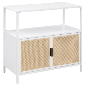 Amherst 2-Door Radio Weave Cane Metal Accent Cabinet in White and Natural Finish by Coaster - COA-961642